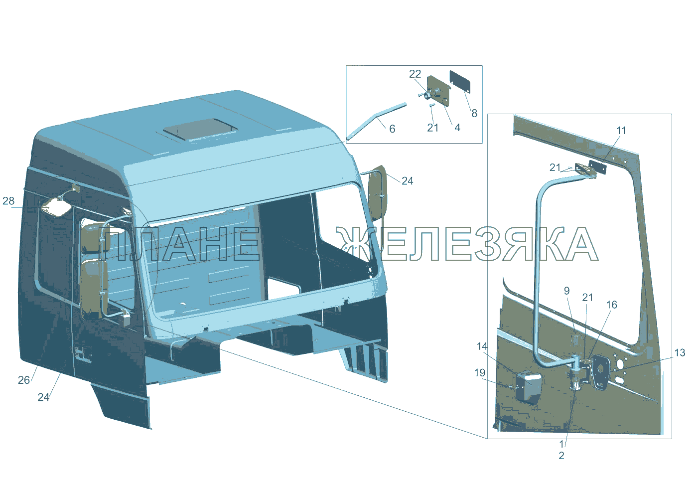 Установка зеркал 6430-8200005 МАЗ-5440B5